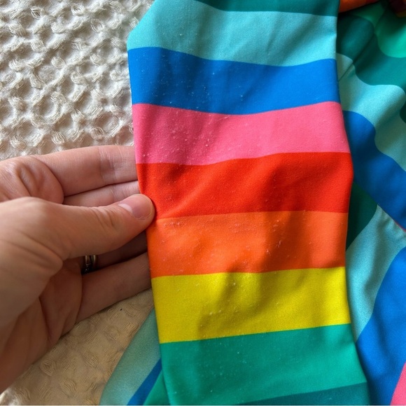 Hanna Andersson Multicolor Striped Kids Rashguard One Piece Sun Protection Zip - Picture 4 of 9